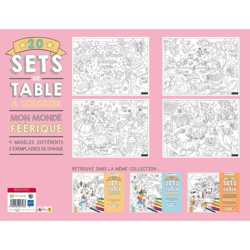 3592930023183-Sets de table à colorier Mon monde féerique - 32 x 42 cm - Bouchut--3