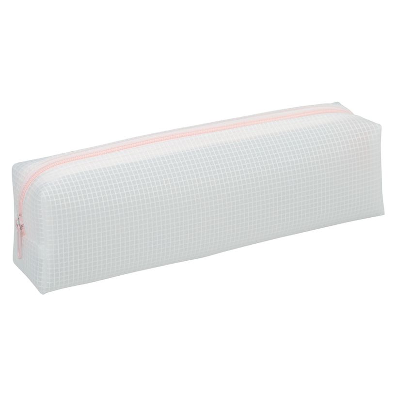 3173744255580-Trousse rectangulaire SCHOOL Green Mesh clear coloris rose--1