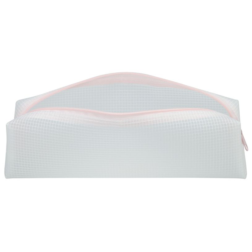 3173744255580-Trousse rectangulaire SCHOOL Green Mesh clear coloris rose--2