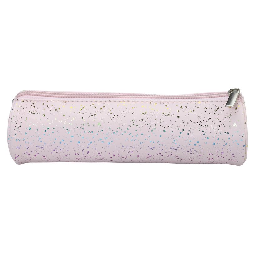 3173745255657-Trousse ronde SCHOOL Dots Glitter coloris rose clair--0