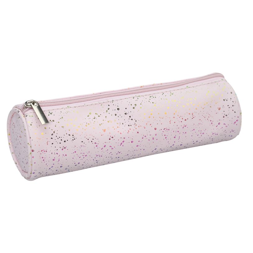 3173745255657-Trousse ronde SCHOOL Dots Glitter coloris rose clair--1