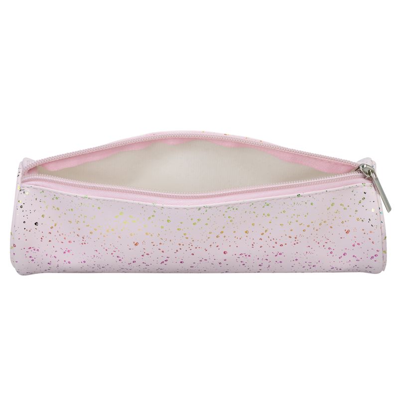 3173745255657-Trousse ronde SCHOOL Dots Glitter coloris rose clair--2