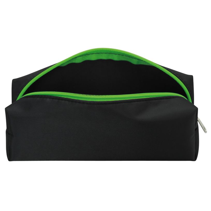3173749255530-Trousse rectangulaire SCHOOL EcoKids Pop coloris noir zip vert--2