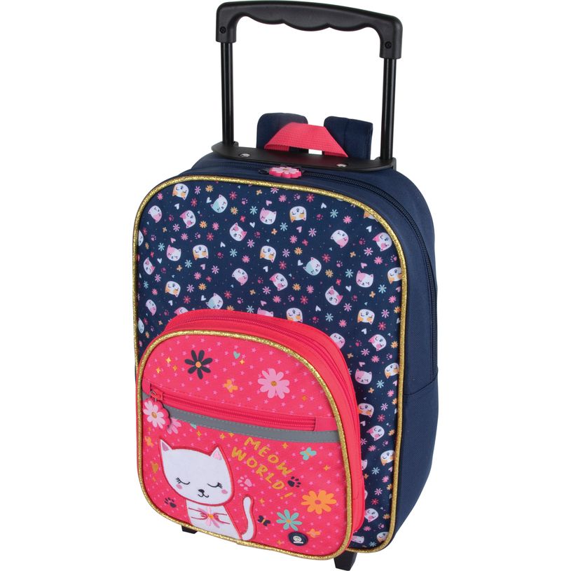 3664447222691-Sac maternelle à roulettes Chaton - 1 compartiment - Oberthur--0