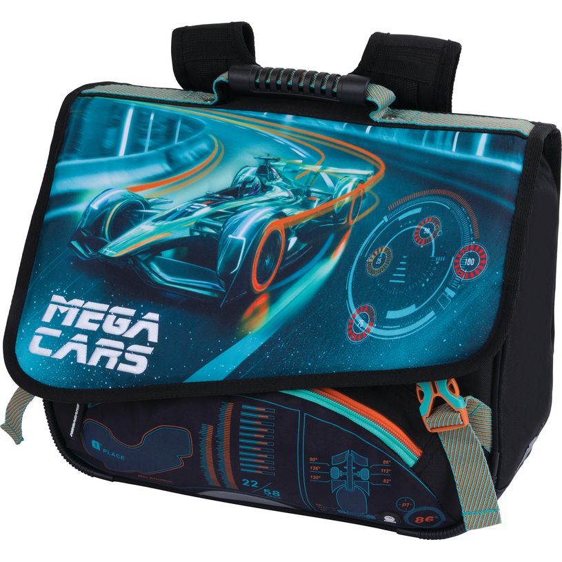 3664447223308-Cartable Megacars ou Megabikes - 38 cm - 2 compartiments - Oberthur--0