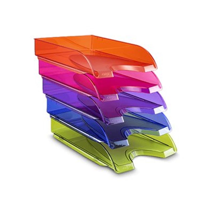 3462159013404-Happy by CEP - Lot de 5 corbeilles à courrier pour A4 Plus (240 x 320 mm) - capacité : 450 feuilles - bleu électrique, Rose indien, ultra-P_405256037_1-0