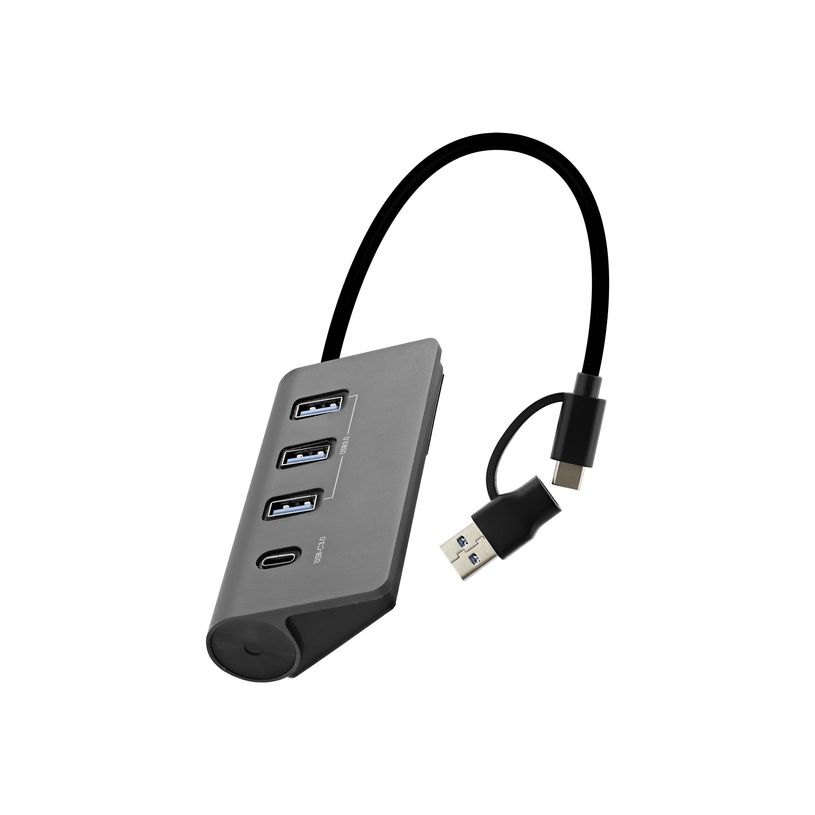 3303170118122-T'nB iClick - Hub - 4-in-1 - 3 x SuperSpeed USB 3.0 + 1 x USB-C  - aluminum-P_405256042_2-0