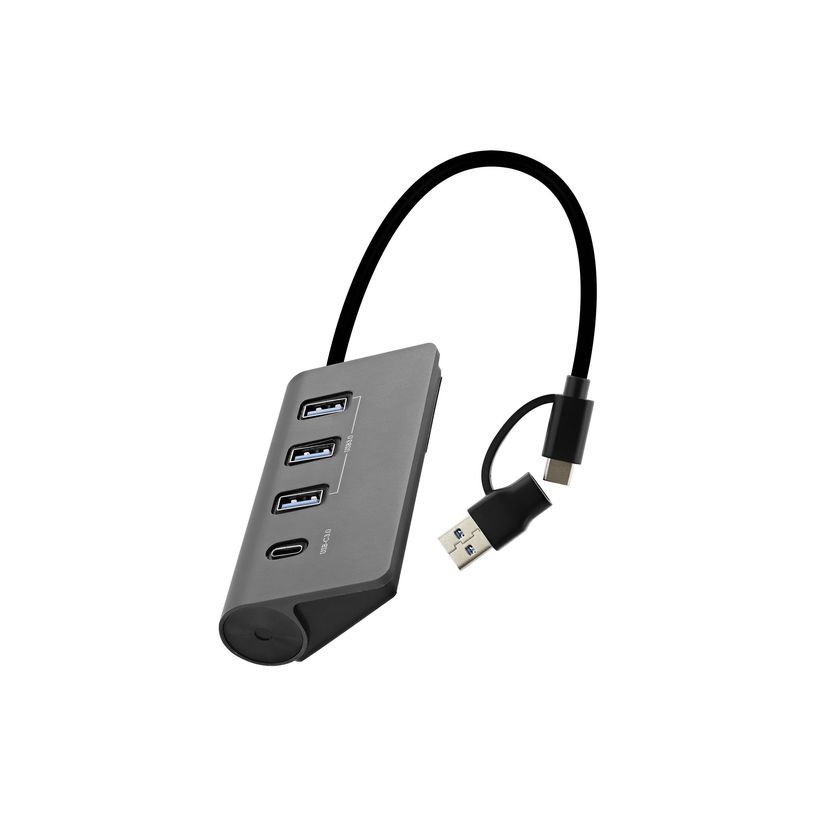 3303170118122-T'nB iClick - Hub - 4-in-1 - 3 x SuperSpeed USB 3.0 + 1 x USB-C  - aluminum-P_405256042_3-2