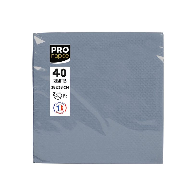3281516238300-Pronappe - 40 Serviettes - Taille 38 x 38 cm - jetable - gris-P_405256073_1-3