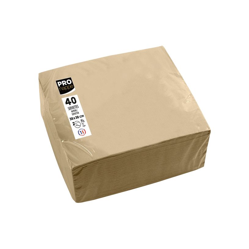 3281516238423-Pronappe - 40 Serviettes - Taille 38 x 38 cm - jetable - ficelle marron-P_405256074_2-6