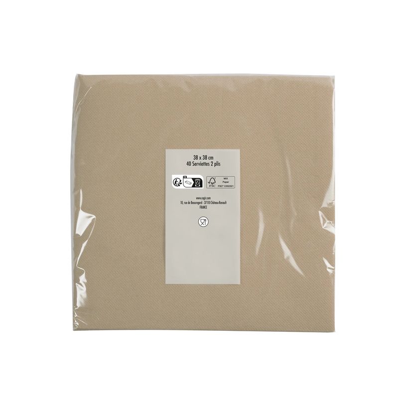 3281516238423-Pronappe - 40 Serviettes - Taille 38 x 38 cm - jetable - ficelle marron-P_405256074_4-7