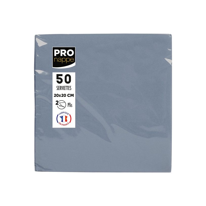 3281516220305-Pronappe - 40 Serviettes - Taille 20 x 20 cm - jetable - gris-P_405256075_1-4