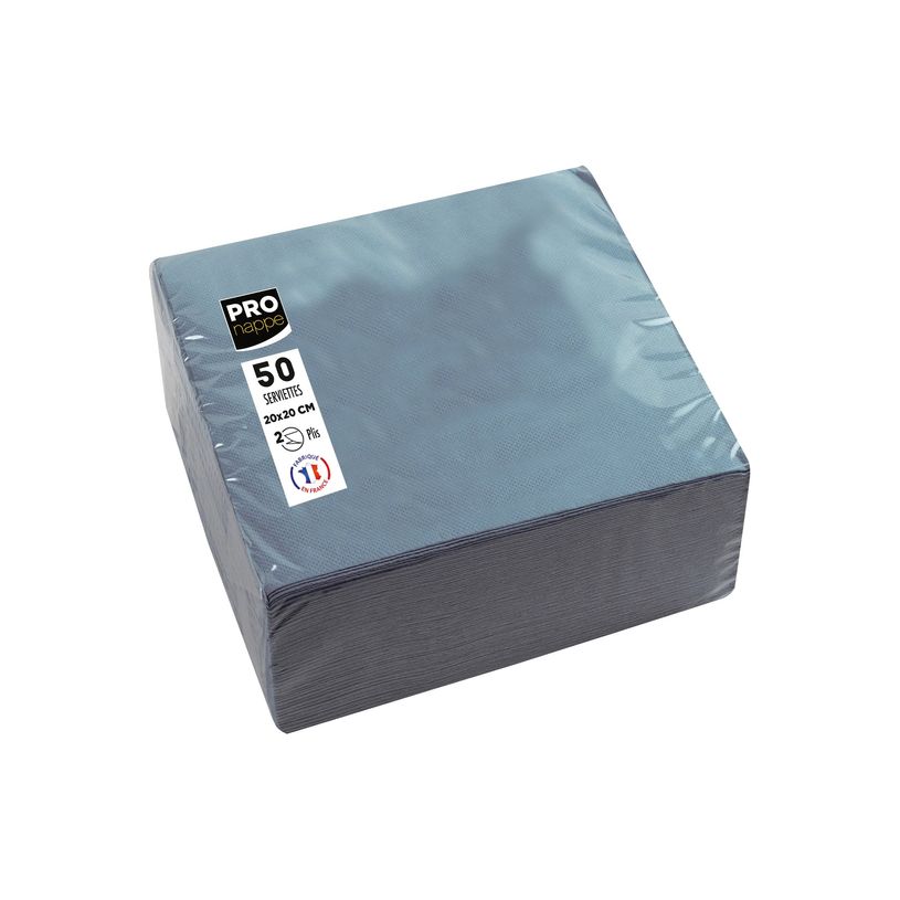 3281516220305-Pronappe - 40 Serviettes - Taille 20 x 20 cm - jetable - gris-P_405256075_3-5