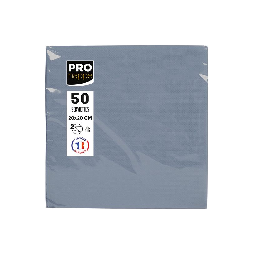 3281516220305-Pronappe - 40 Serviettes - Taille 20 x 20 cm - jetable - gris-P_405256075_5-8