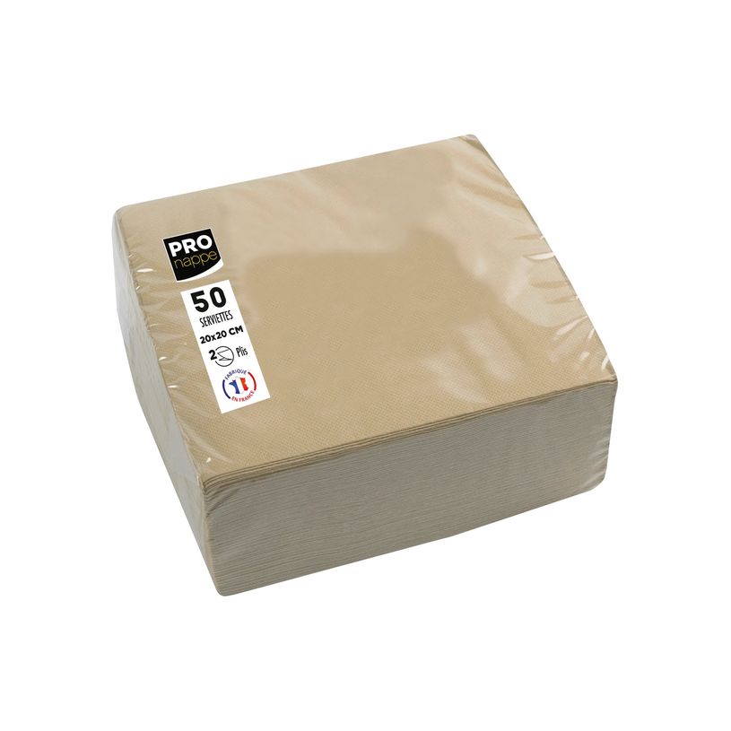 3281516220428-Pronappe - 50 Serviettes - Taille 20 x 20 cm - jetable - ficelle marron-P_405256076_2-1
