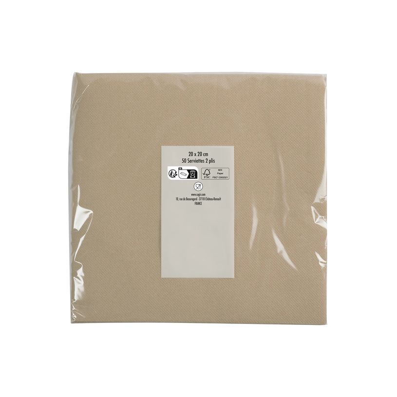 3281516220428-Pronappe - 50 Serviettes - Taille 20 x 20 cm - jetable - ficelle marron-P_405256076_3-2