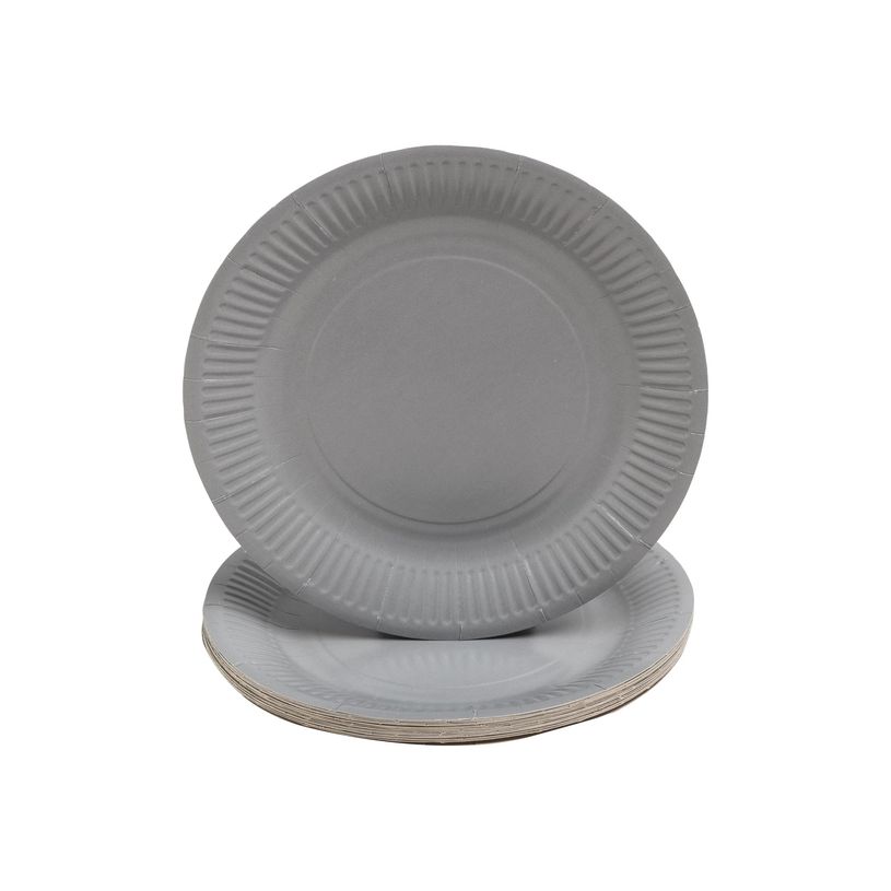 3281510792181-Pronappe - 40 Assiettes - Taille 23 cm diameter - rond - jetable - gris-P_405256078_1-0