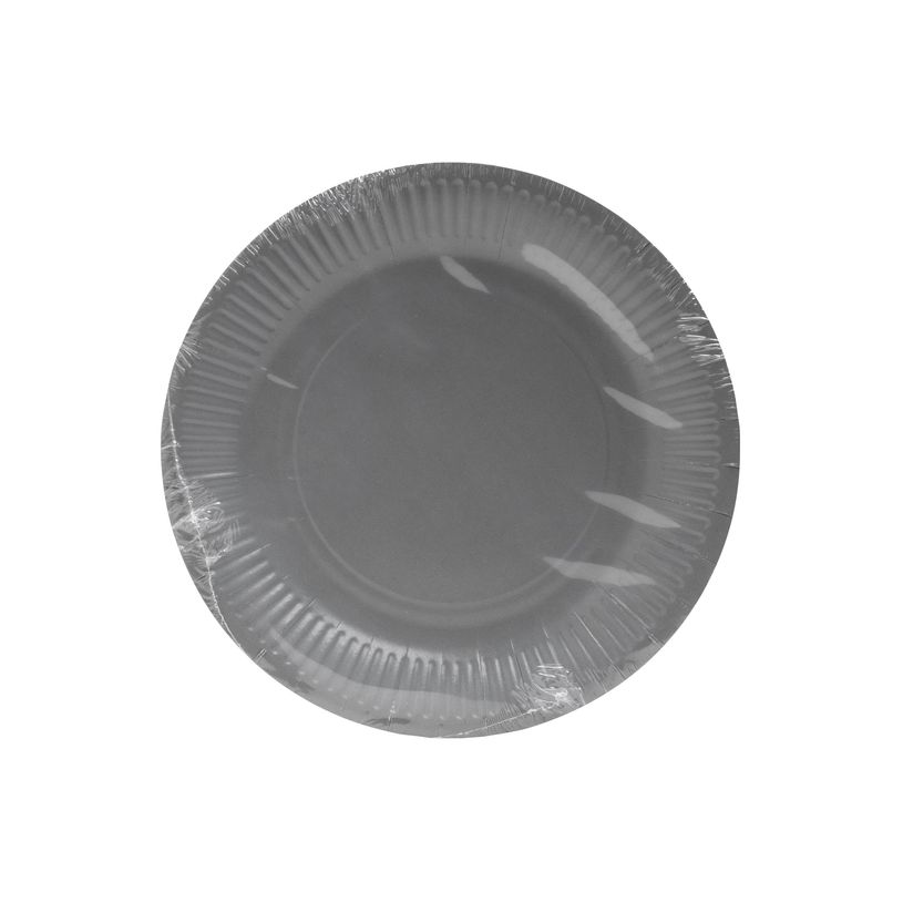 3281510792181-Pronappe - 40 Assiettes - Taille 23 cm diameter - rond - jetable - gris-P_405256078_2-1
