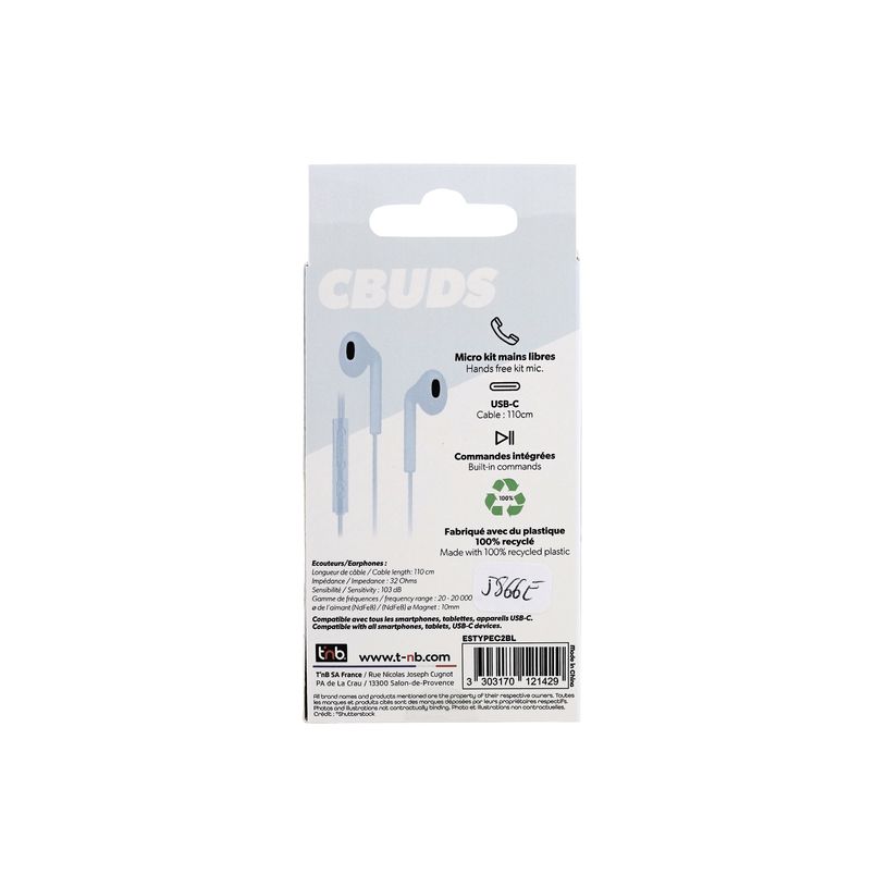 3303170121429-T'nB C-BUDS - Écouteurs avec micro - filaire - USB-C - bleu-P_405256788_3-2