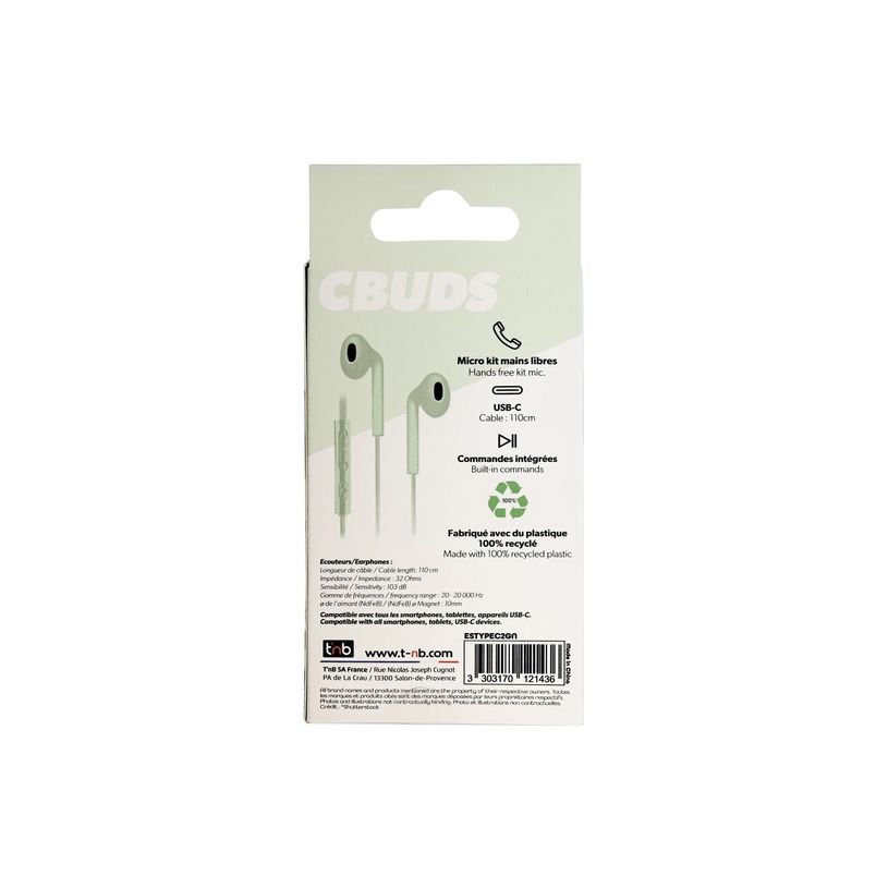 3303170121436-T'nB C-BUDS - Écouteurs avec micro - filaire - USB-C - vert-P_405256789_4-1