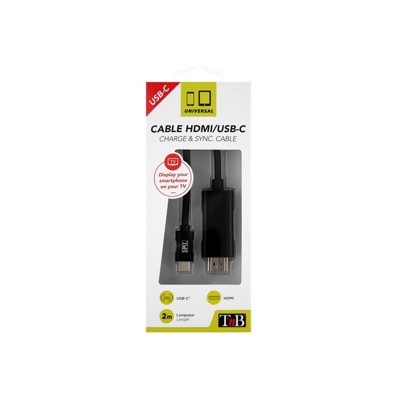 3303170091647-T'nB - Câble adaptateur - USB-C mâle vers HDMI mâle - 2 m - noir - support 4K-P_405256791_6-4