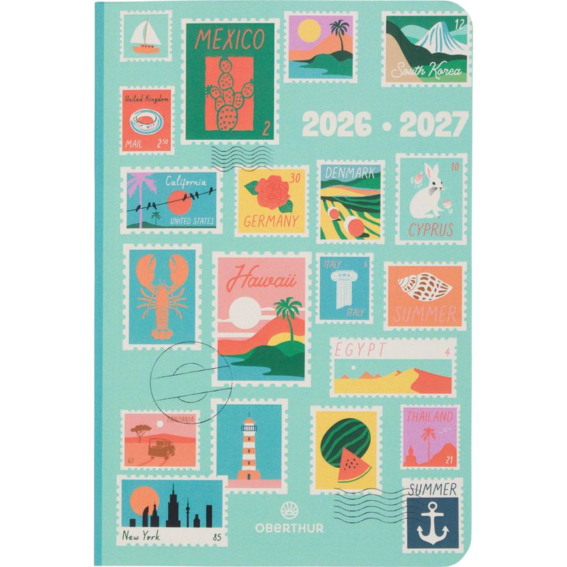 3664447220758-Agenda Road Trip - 1 semaine sur 2 pages - 10 x 15 cm - timbres - Oberthur--0
