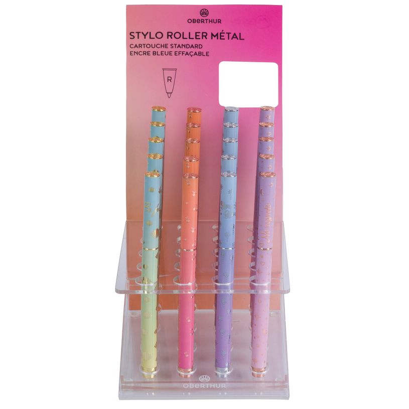 3664447224381-Stylo roller a cartouche Goldy - 4 decors assortis - Oberthur--0