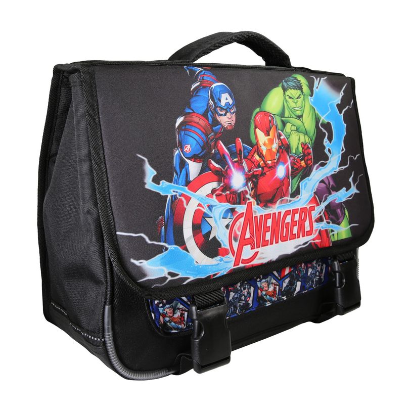 3666311038537-Cartable Avengers - 38 cm - 2 compartiments - Noir - Bagtrotter--1