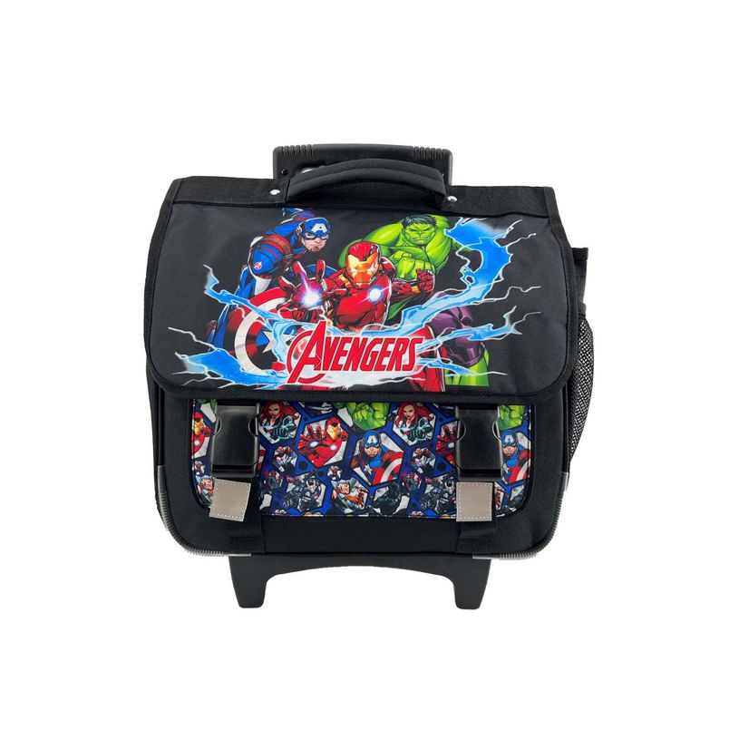 3666311038520-Cartable à roulettes Avengers - 38 cm - 2 compartiments - Noir - Bagtrotter--0