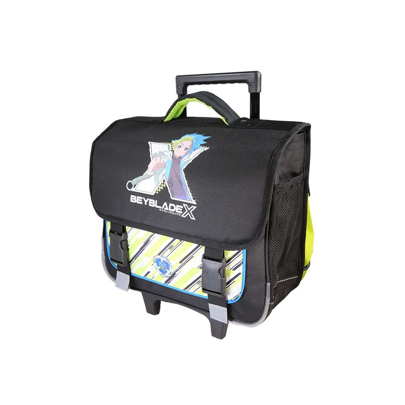 3666311038353-Cartable à roulettes Beyblade X - 38 cm - 2 compartiments - Noir - Bagtrotter--1