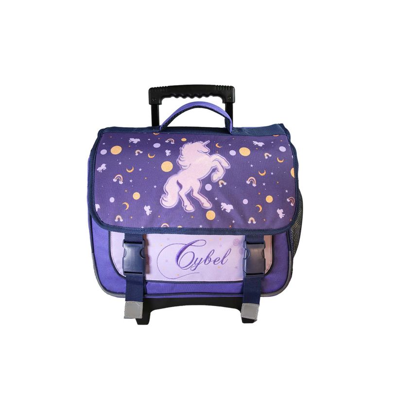 3666311037769-Cartable à roulettes Cybel - 38 cm - 2 compartiments - Violet - Bagtrotter--0