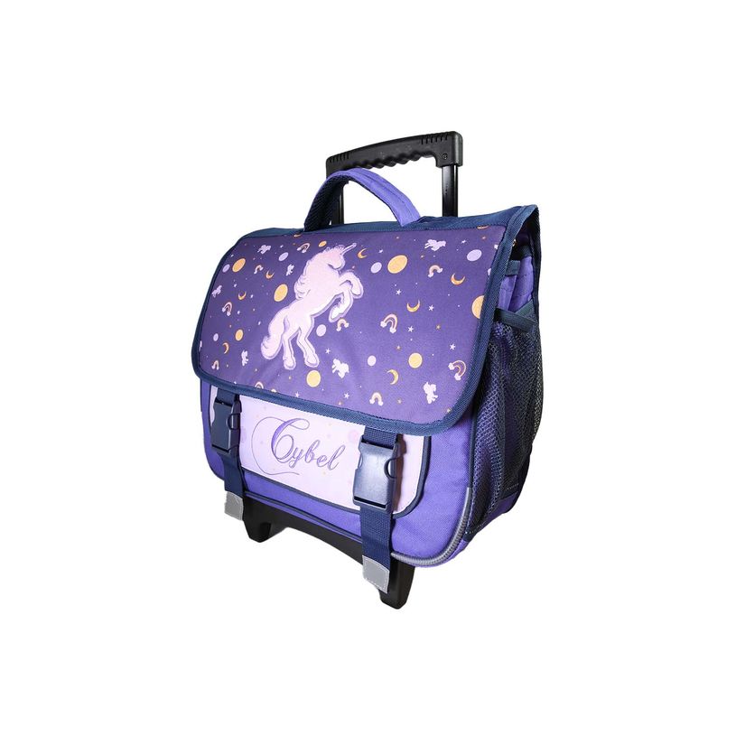 3666311037769-Cartable à roulettes Cybel - 38 cm - 2 compartiments - Violet - Bagtrotter--1