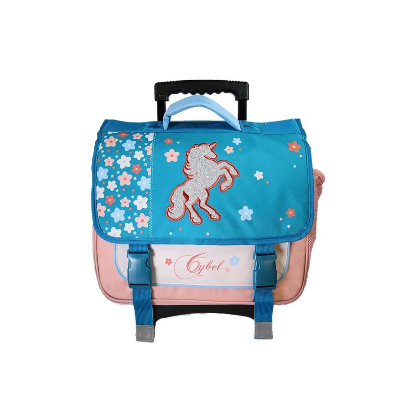 3666311037820-Cartable à roulettes Cybel - 38 cm - 2 compartiments - Bleu - Bagtrotter--0