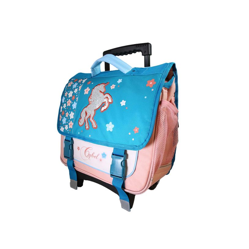 3666311037820-Cartable à roulettes Cybel - 38 cm - 2 compartiments - Bleu - Bagtrotter--1