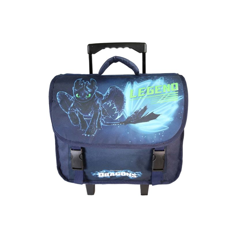 3666311039428-Cartable à roulettes Dragon - 38 cm - 2 compartiments - Marine - Bagtrotter--0