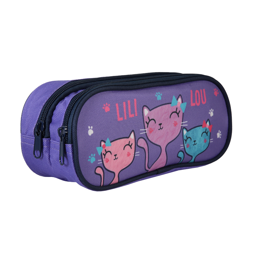 3666311038162-Trousse rectangulaire Lililou - 2 compartiments - Violet - Bagtrotter--1