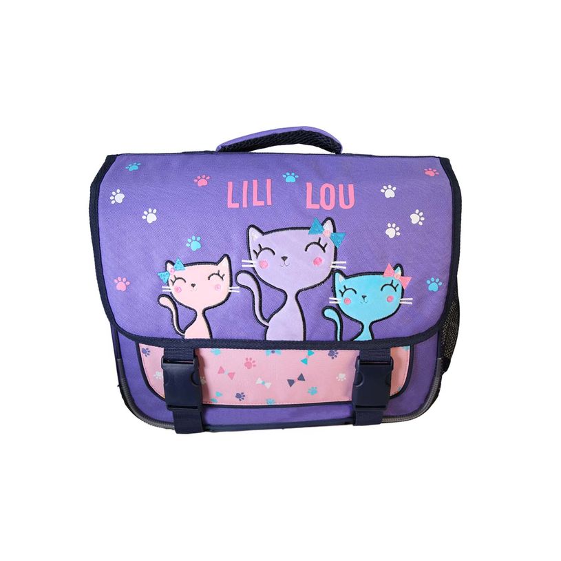 3666311038131-Cartable Lililou - 38 cm - 2 compartiments - Violet - Bagtrotter--0