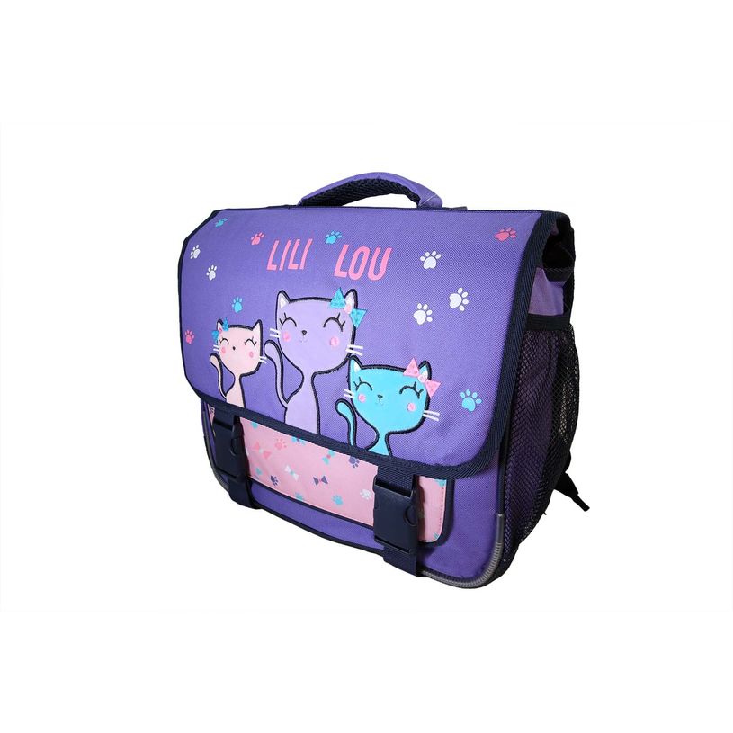 3666311038131-Cartable Lililou - 38 cm - 2 compartiments - Violet - Bagtrotter--1
