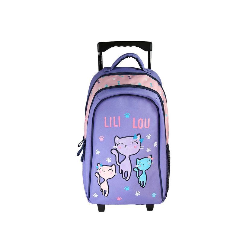 3666311038124-Sac à dos à roulettes Lililou - 2 compartiments - Violet - Bagtrotter--0