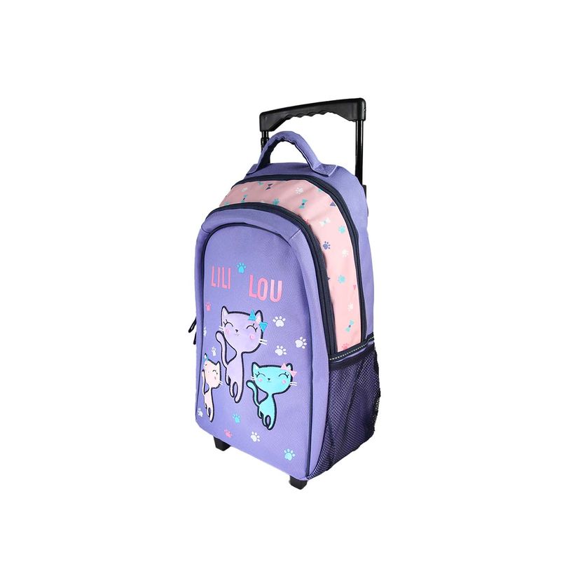 3666311038124-Sac à dos à roulettes Lililou - 2 compartiments - Violet - Bagtrotter--1
