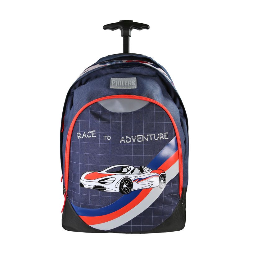 3666311037295-Sac à dos à roulettes Phileas Voiture - 2 compartiments - Marine - Bagtrotter--0