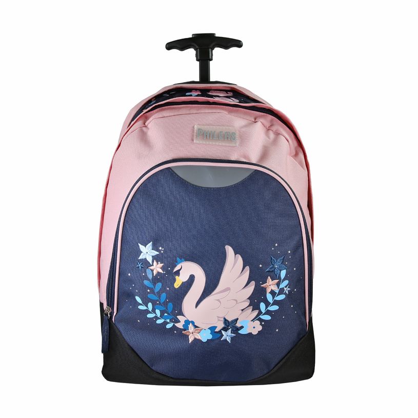 3666311037240-Sac à dos à roulettes Phileas Cygne - 2 compartiments - Marine - Bagtrotter--0