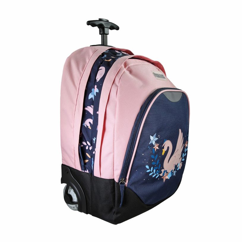 3666311037240-Sac à dos à roulettes Phileas Cygne - 2 compartiments - Marine - Bagtrotter--1