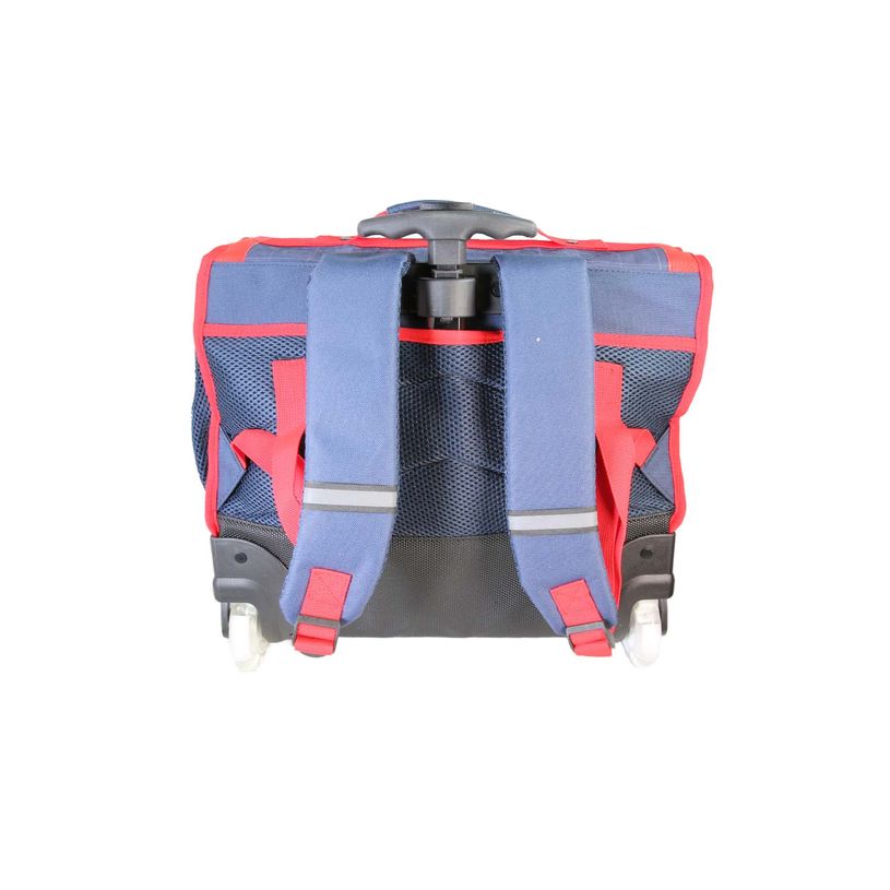 3666311037288-Cartable à roulettes Phileas Voiture - 41 cm - 2 compartiments - Marine - Bagtrotter--2