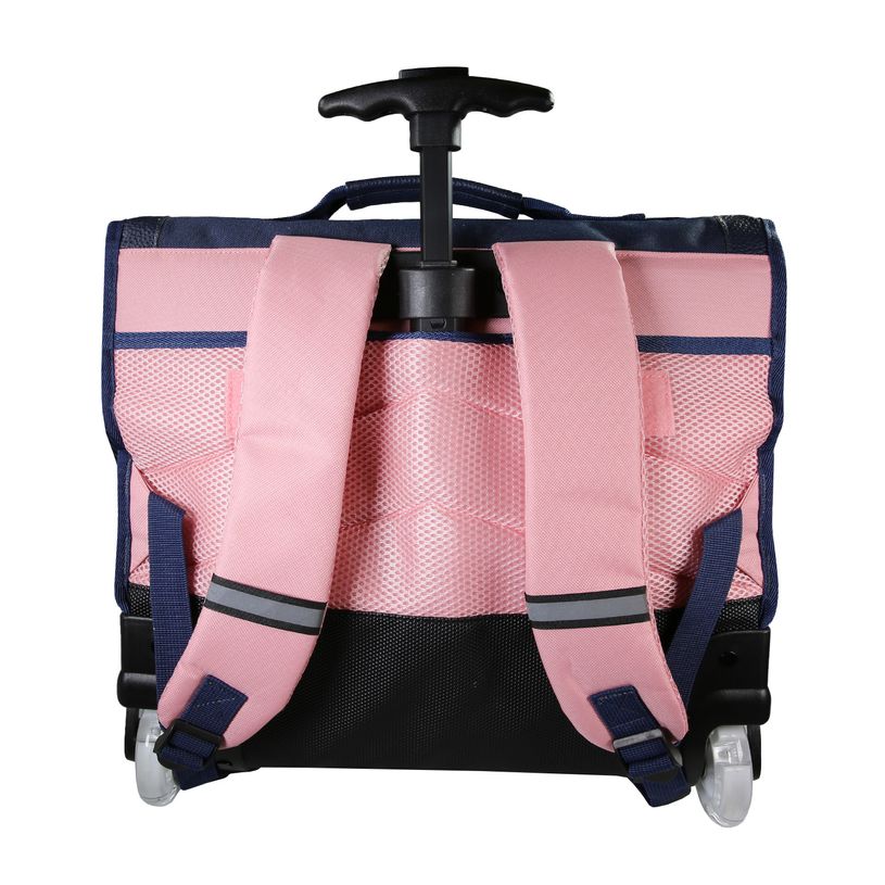 3666311037233-Cartable à roulettes Phileas Cygne - 41 cm - 2 compartiments - Marine - Bagtrotter--2
