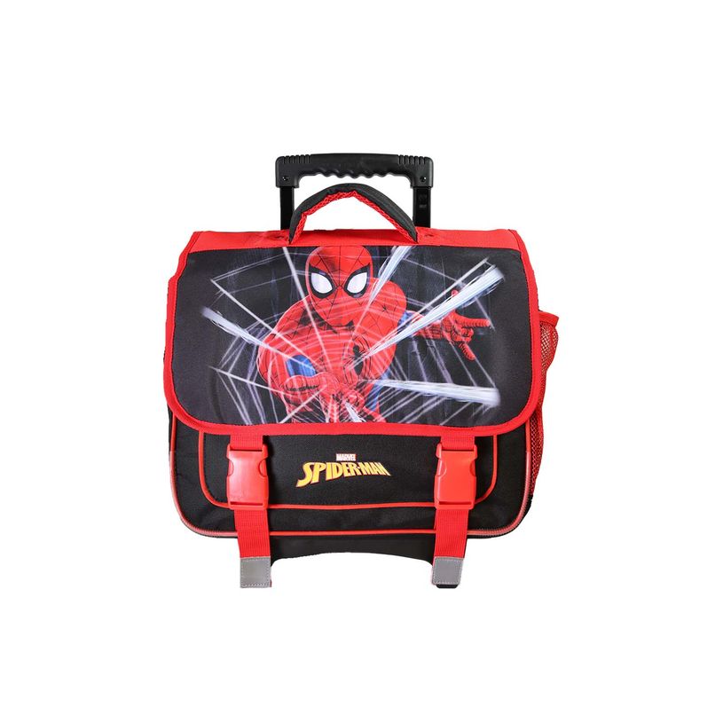 3666311038551-Cartable à roulettes Spiderman - 38 cm - 2 compartiments - Noir - Bagtrotter--0