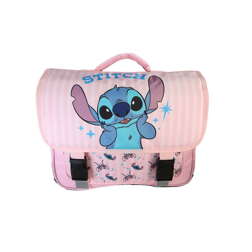 3666311040059-Cartable Stitch - 38 cm - 2 compartiments - Rose - Bagtrotter--0
