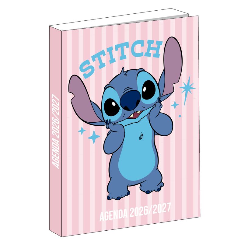 -Agenda rembordé Stitch - 1 jour par page - 12x17 cm - Rose - Bagtrotter--0