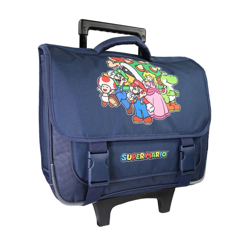 3666311032207-Cartable à roulettes Super Mario - 38 cm - 2 compartiments - Marine - Bagtrotter--1
