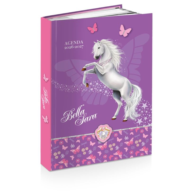 3661507555096-Agenda rembordé Bella Sara - 1 jour par page - 12x17 cm - 2 décors assortis - Kid'Abord--1